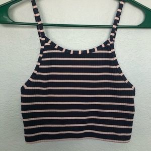 Tillys blue and white striped tank top cropped